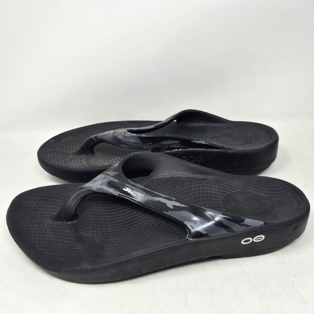 OOFOS Oolala Black Gray Camo Women’s Flip Flop Thong Recovery Sandals Sz 7 - Picture 4 of 7